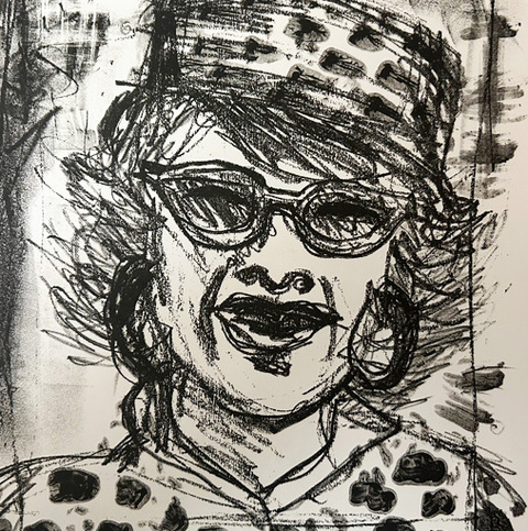 Ella in Leopard print hat
Lithograph