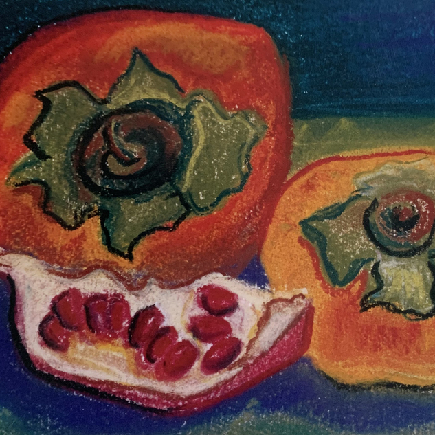 pomegranate and persimmons :: pastel