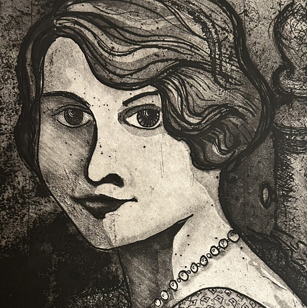 Mars at her mirror etching